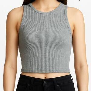 Perfectwhitetee Gigi Ribbed Cropped Tank XS Gray Extra Soft Stretchy NEW
